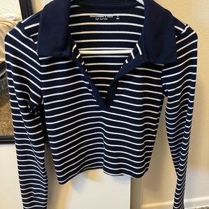 Abercrombie & Fitch Long Sleeve Ribbed Polo Top